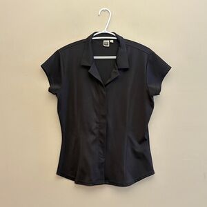 Vintage 90s/Y2K Smart Set Black Short Sleeve Button Up Blouse